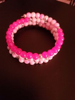 Shades of Pink/Silver wrapped bracelet