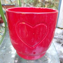 Red Heart Ceramic Planter 5"