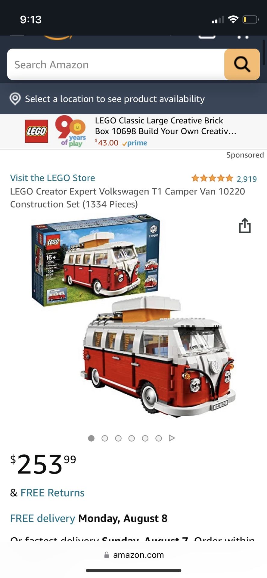 LEGO Creator Expert Volkswagen T1 Camper Van, Lego Toys, Rare Lego