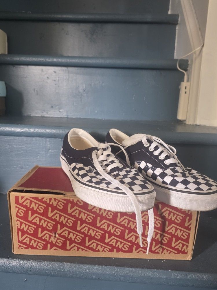 Navy And White Checkered Vans