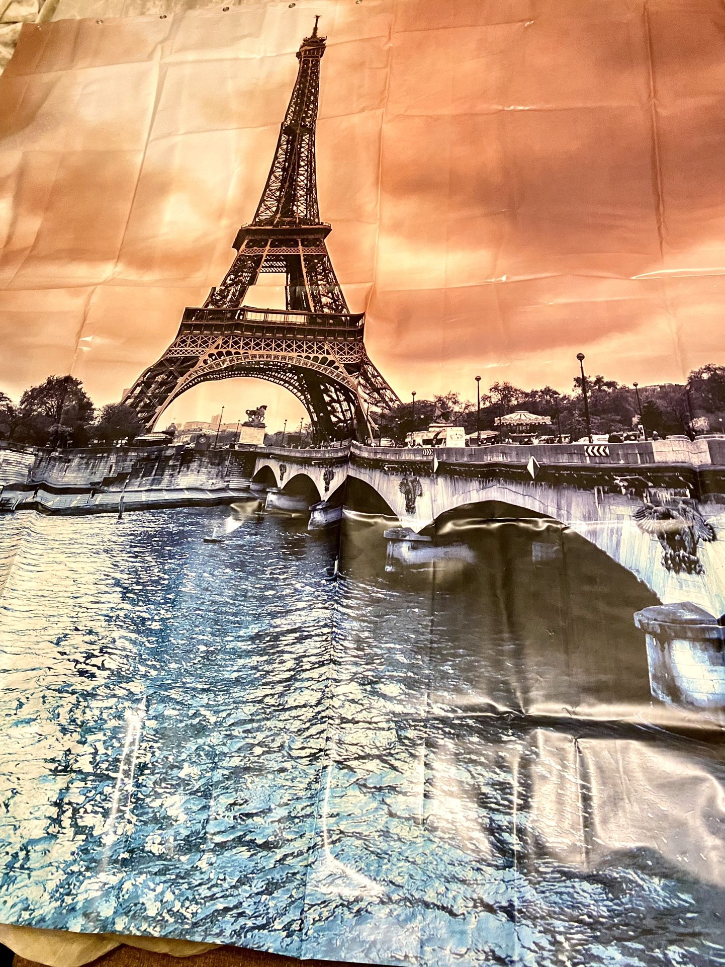 Shower Curtain Vinyl Liner Paris France Tower Sky River