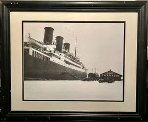 Vintage SS Belgenland Port Everglades Glossy Photo Print – Framed Maritime Decor