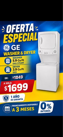 Ge Stackable Washer and Dryer Gas / 1 Years Warranty