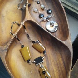 Vintage Modernest Natural Agate Jewelry Bundle | Artisan Amulet Set 