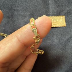 Gold Chain 10k Solid +10k Pendant Dollar Bill