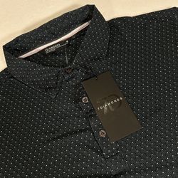 NWT 7 Diamonds Mens Medium Black Endeavor Short Sleeve Performance Polo Shirt