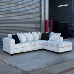 TikTok Viral Fluffy Corduroy Right Facing L Sectional Sofa Couch