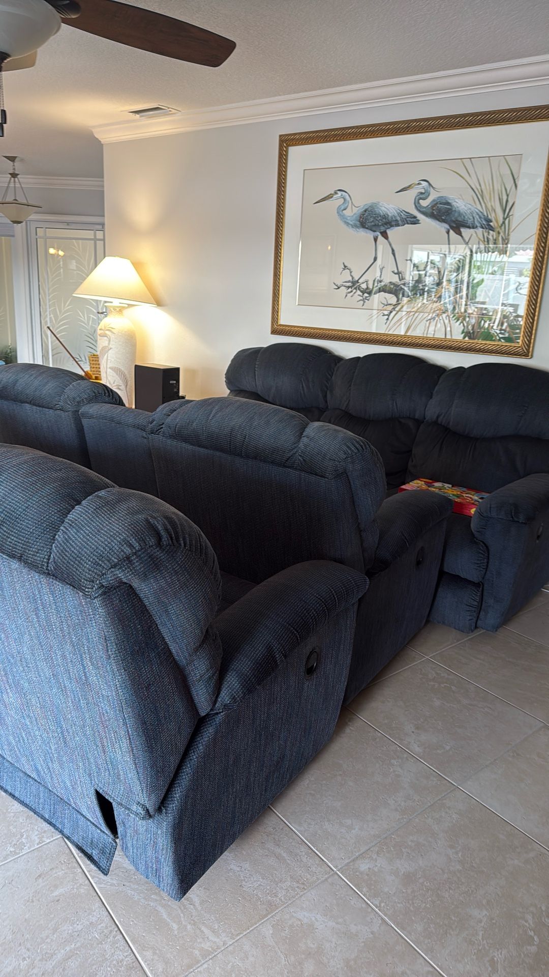 One Couch Recliner Two Love Seat Recliner. In Good Condition.