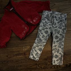 Calvin Klein Flowery Jeans And Red Jacket 