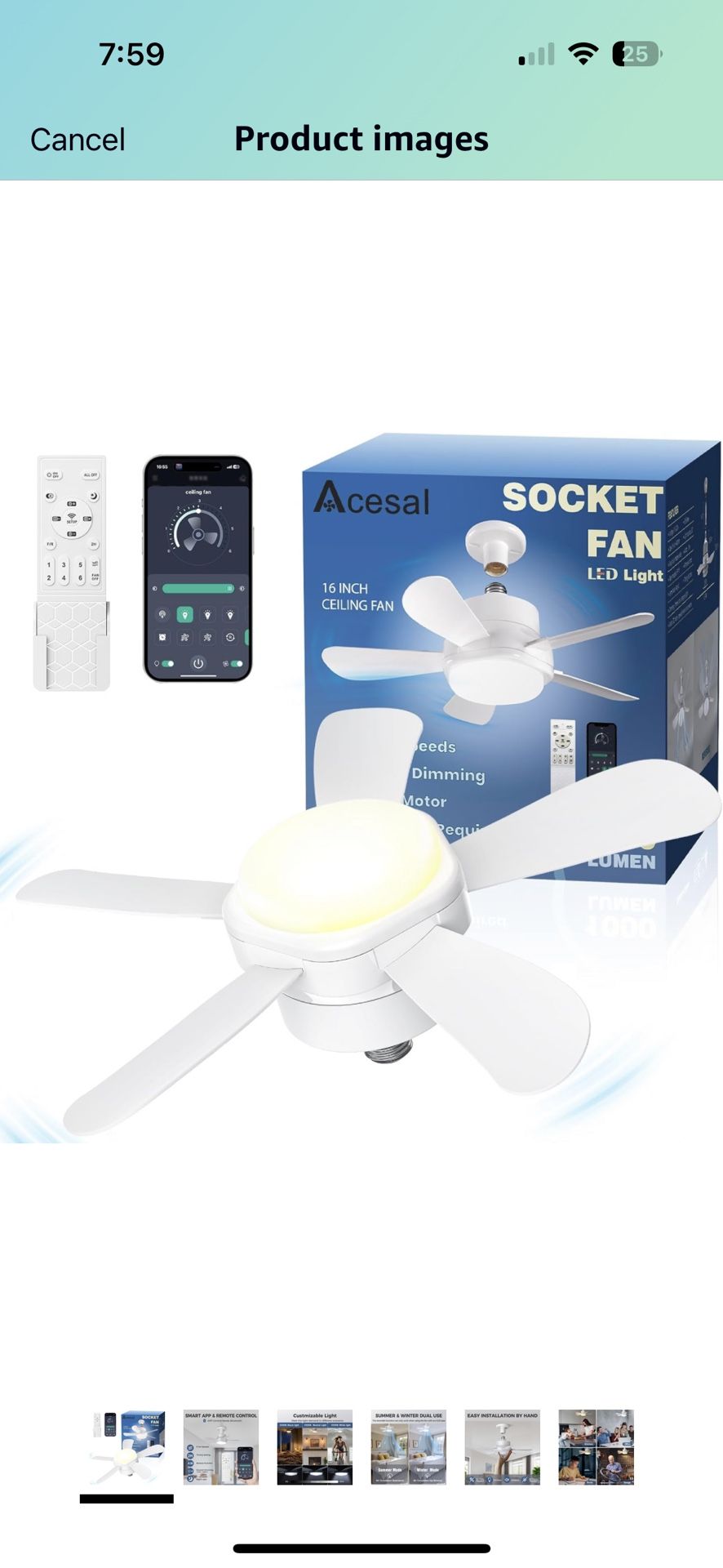 Socket Ceiling Fan Light: 16 Inch Socket Fan Light with Remote & App Control Small Screw in Socket Fan Light with E26 Base 6 Speed 3 Color Dimmable fo