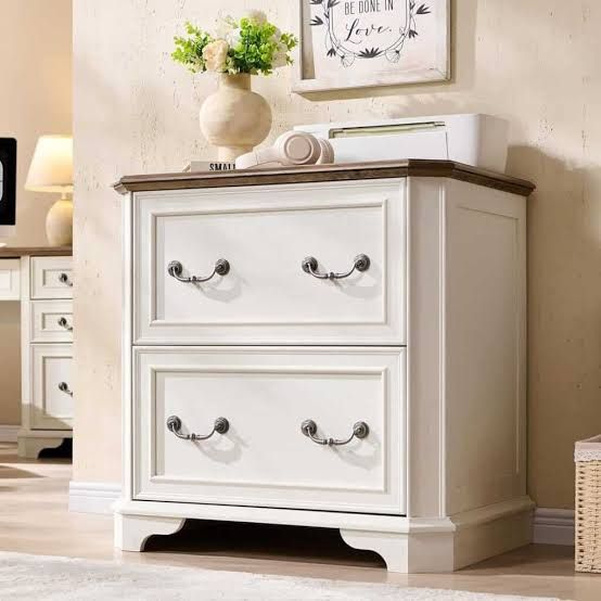 T4TREAM 34" Lateral File Cabinet with 2 Drawers, Farmhouse Filing Cabinet with 34" Wide Wooden Tabletop & Smooth Rails, Holds Letter/Legal, Hexagonal