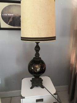 Antique lamp with blown glass art