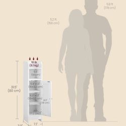 VASAGLE Small Narrow Storage Corner Floor Cabinet w/ Door w/ Adjustable Shelves - White