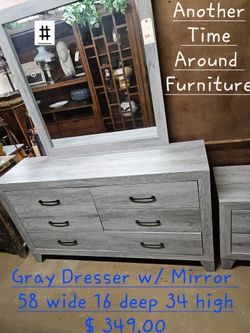 Dresser w/ Mirror GrayWe are located at 2811 East Bell road. Another Time Around Furniture.