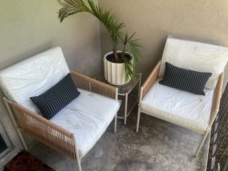 5pc Boho Patio Wicker Set (Assembled & Clean)