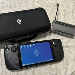Valve Steam Deck 64GB handheld system black with case and tv adapter and sd card