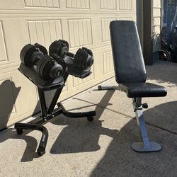 Adjustable Dumbbells 11-71.5lbs Weights W/ Stand & Weight Bench