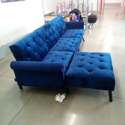 ** BEAUTIFUL BLUE SECTIONAL CONVERTS TO SLEEPER SOFA** $375
