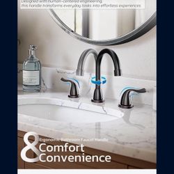 Bathroom Sink Faucet 3 Hole, Oil Rubbed Black  Bronze And  nickel Bathroom Sink Faucet 3 Hole, 8 Inch F38 Bl br $40