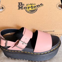 DR.MARTENS LEATHER PLATFORM SANDALS VOSS QUAD