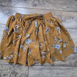 Womens Size Small Floral Mustard Yellow Color Skirt (No Brand Tag Inside) 