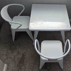 Costway Style kids WHITE STEEL Desk Art Table + 2 Chairs