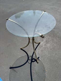 Mid Century Metal Base With Glass Top