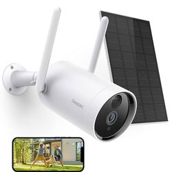Solar Security Camera, 1080P Wireless Night Vision Outdoor Security Camera for Home, Rechargeable Battery WiFi Security Camera with Human & Motion Det