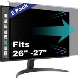 Pozlle [2 Pack] Computer Privacy Screen Shield Compatible For 26/27 Inch 16:9 Widescreen Desktop Monitor - Anti Glare & Blue Light Filter - Hanging De