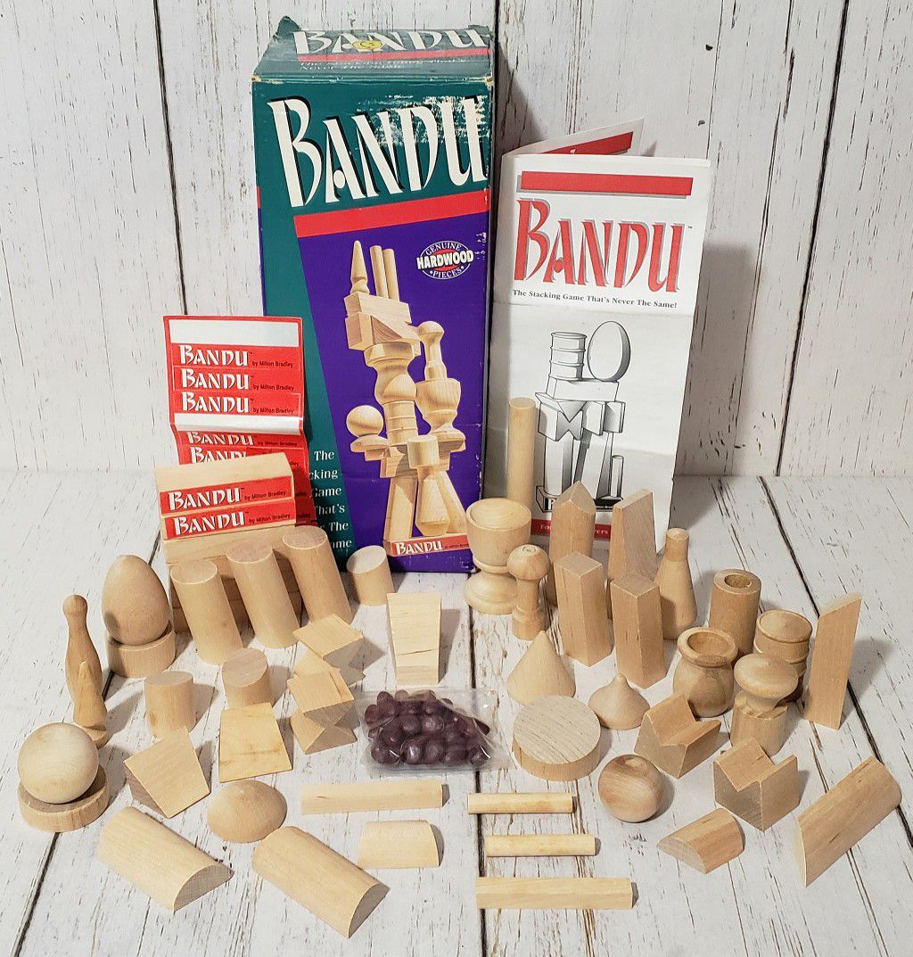 Bandu Stacking Game Hardwood Pieces Milton Bradley 99% Complete - Vintage 1991