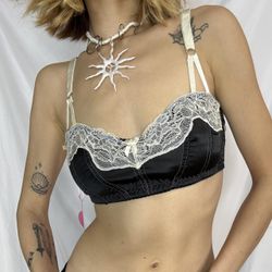 Dolls kill sugar thrillz Awaken Twilight Satin Lace Panel Bra Top