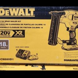 Dewalt New Kit 18ga Brad Nailer ,battery And Charger 