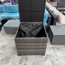 New Outdoor Storage Box, Waterproof Deck Box for Patio Furniture, Wicker Storage Bin for Cushions
