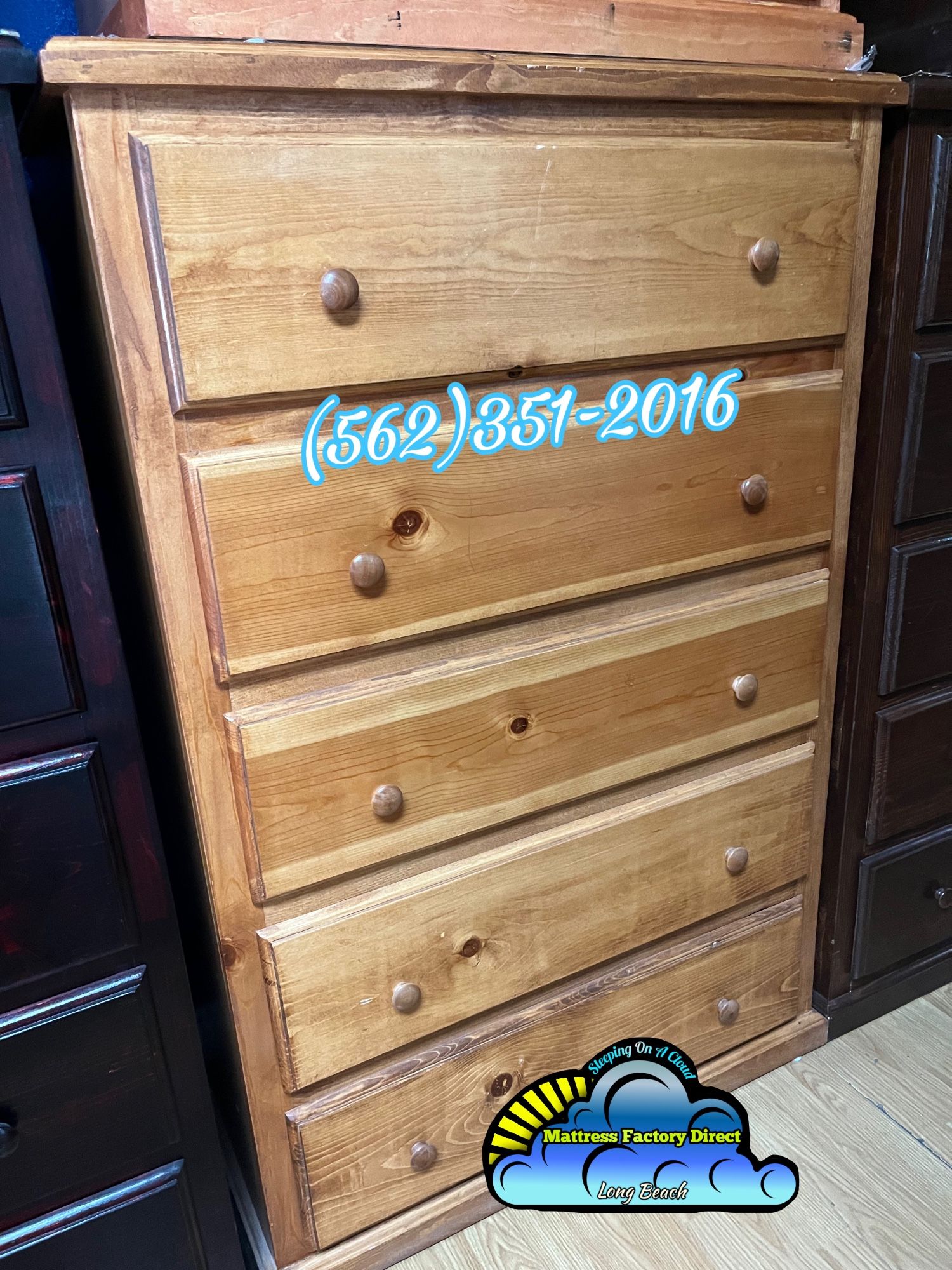 Jumbo 2 Knob Dresser Pinewood Chest Cajonera Comoda 