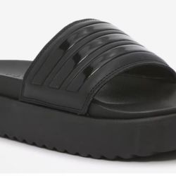 Adidas black platform slip-on slide sandals - worn a few times - size 8 