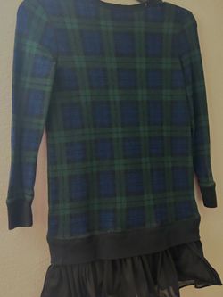 RALPH LAUREN Plaid Sweatshirt Dress with Ruffle Hem