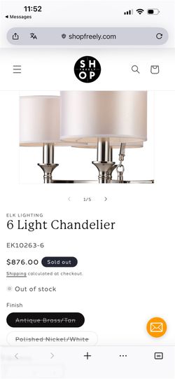 6 Light Chandelier Natural aged brass