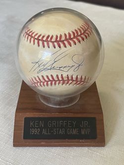 Ken Griffey Jr. 1992 All-Star Game MVP Signed Autograph Rawlings official MLB baseball w/ display case. Mariners