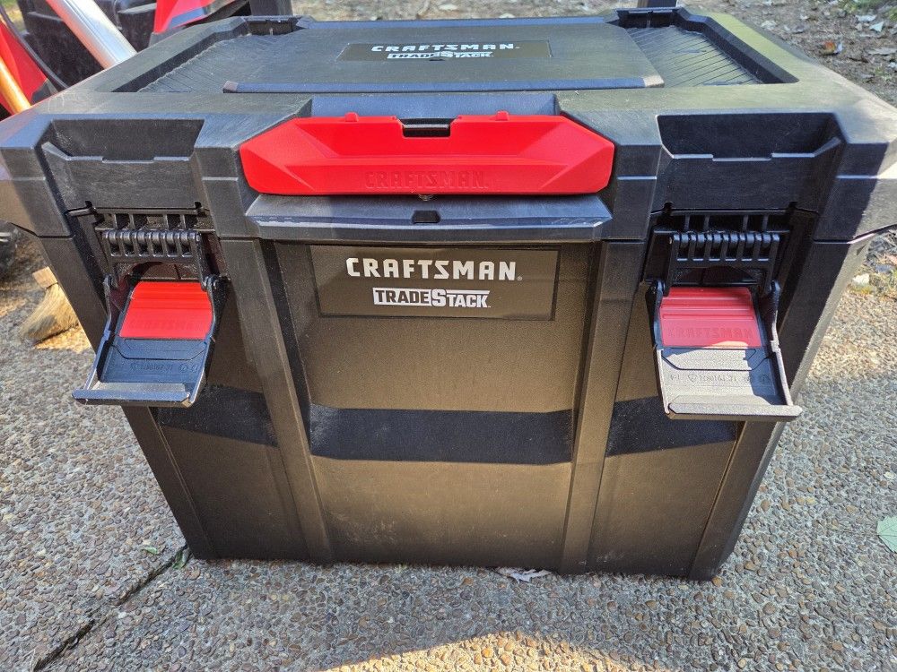 CRAFTSMAN TRADESTACK Tool Box with Wheels, Waterproof, Stackable System, Portable Rolling Storage 22.5 Inch (CMST21445 + CMST21430)