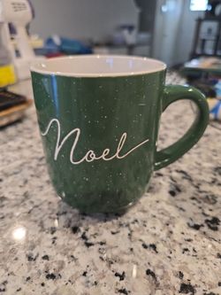 Green Speckled Noel Christmas Coffee Mug