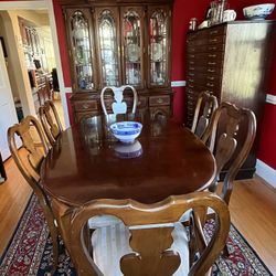 Dining Room Table, Six Chairs And China Cabinet 