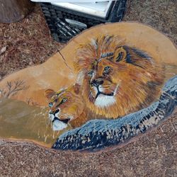 Hand Painted Lions Wine Rack Great Gift For Christmas