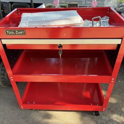 3 Tier Rolling Tool Cart - Heavy Duty Utility Cart Tool Organizer with Storage Drawer | Tool Chest Portable Rolling Tool Box on Wheels for Mechanics, 