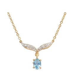 1.04 CTW Blue Topaz & Diamond 18K Gold Plated Designer Necklace Size 19 Inches | Estimated Retail Value: $1,749 (AMG)
