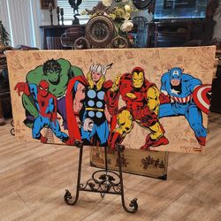 Rare Vintage Artissimo Marvel Comics Avengers Comic Book Wall Art 48" Long