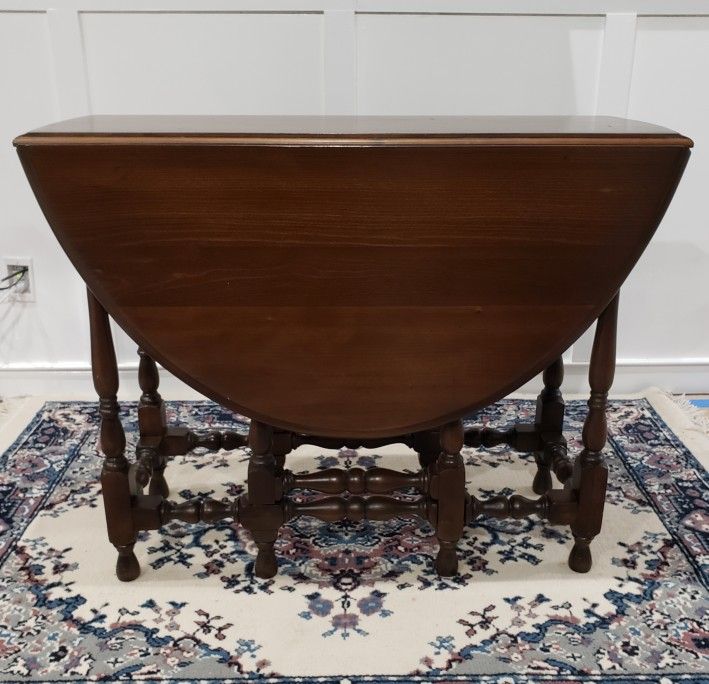 Round Drop-Leaf Dining Table