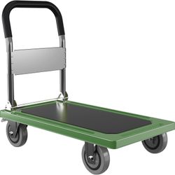 Upgraded Foldable Push Cart Dolly | 680 lbs. Capacity Moving Platform Hand Truck | Heavy Duty Space Saving Collapsible | Swivel Push Handle Flat Bed W