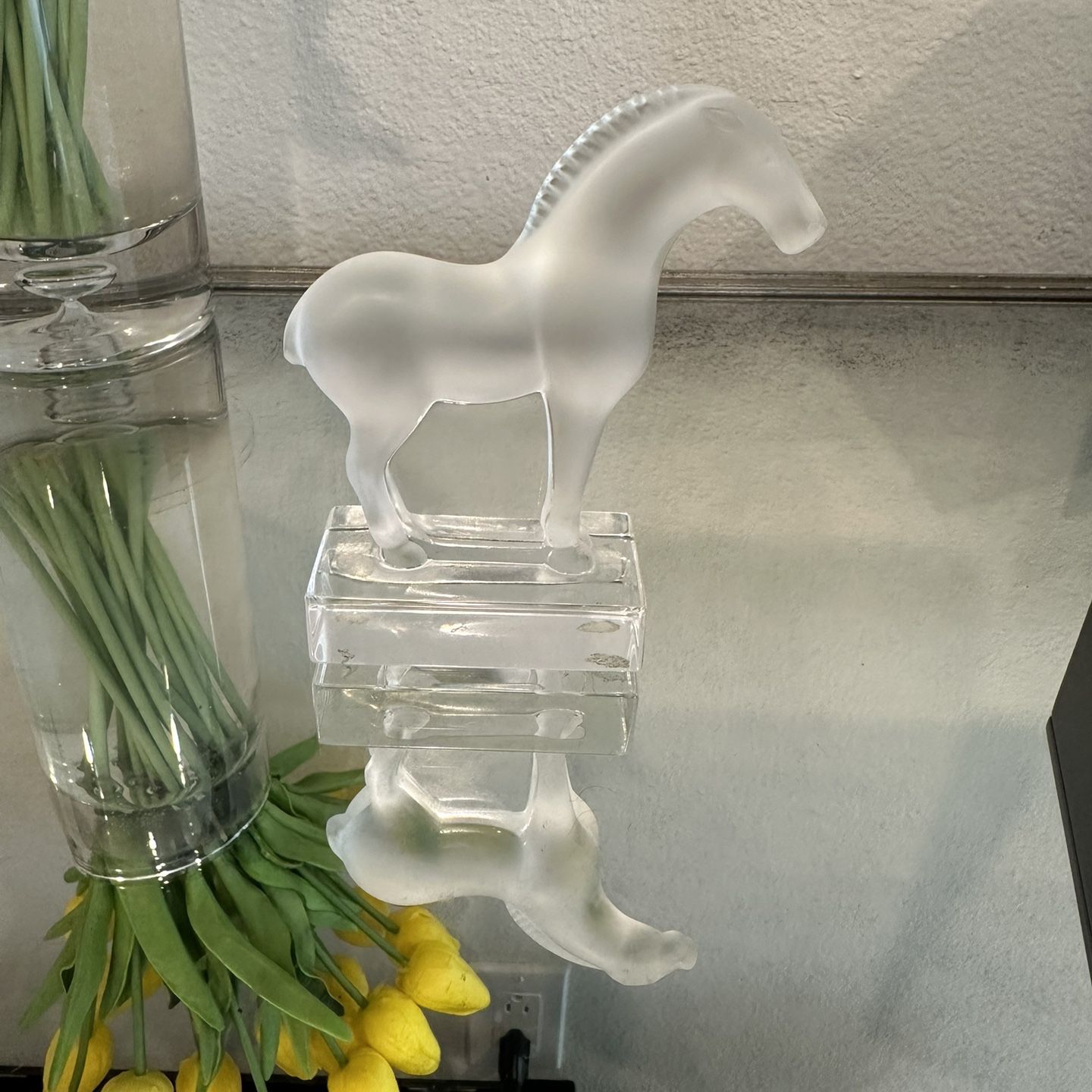 Lalique French Crystal Tang Horse- Signed