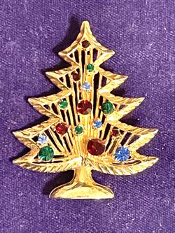Rhinestone Tree Brooch