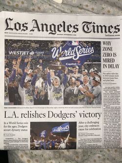 Dodgers World Series L.A Times News Paper